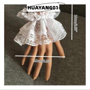 HUAYANG01 [2023 new HOT FASHION] Lolita tay áo cổ tay còng Xù Hoa Đen ren đàn hồi Vòng đeo tay nữ thanh lịch găng tay ren ngắn Halloween