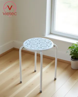 Combo 6 Ghế Đôn Ghế Đẩu Tròn Chân Sắt Hoa Văn Độc Đáo