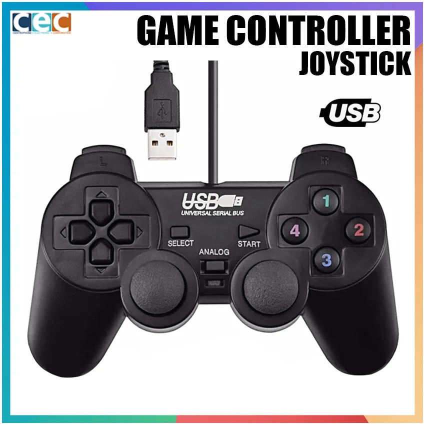 Wired USB PC Game Controller For WinXP/Win7/Win8/Win10 For PC Computer  Laptop Black Gamepad Joystick