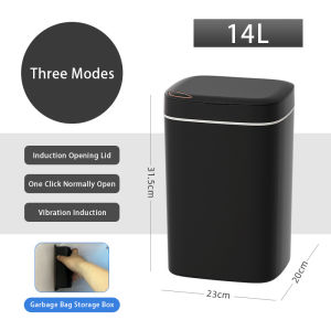 JustLiving 12/14/16L Touchless Bathroom Trash Can with Sealed Lid Automatic Opening Dustbin USB Rechargeable Smart Sensor Waste Bin Wireless Sensor Smart Cans Electric Motion Sensor Garbage Can