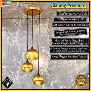 KAP LAMPU GANTUNG HIAS 3 IN 1 MINIMALIS CAFE PLAFON DEKORASI RUANG TAMU VINTAGE MODERN MURAH KAP LAMPU GOLD KAP LAMPU HITAM MOONLIGHT