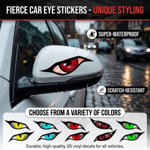 Raptor Eye Car Sticker Rearview Mirror Decal Waterproof Scratch Resistant Bold Design Automotive Exterior Vehicle Vinyl Sticker