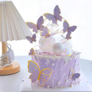 AN Hiasan kue hiasan kupu-kupu 10 lembar/sisipan hiasan kue dekorasi suasana pesta COD