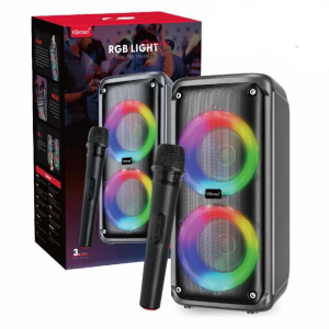 ORIGINAL RGB Lights Dual Karaoke Wireless Bluetooth Speaker with Free Mic Dual 3 inch / Dual 4 inch Colorful Flash Light Portable Super Bass Speakers 2*3 / 2*4 KTS Speaker