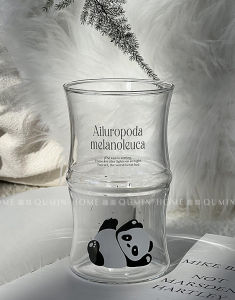 Panda Glass Cup 420ml Bamboo-shaped Design Cup