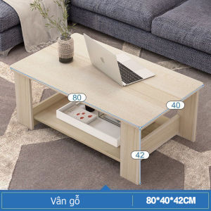 Bàn trà đơn giản cho phòng khách với 2 màu trắng và vân gỗ 2X Decor- 2X118