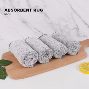 Locaupin 5pcs Multipurpose Cleaning Cloth Remove Oil Stain Kitchen Dish Towel Strong Water Absorption Quick Drying Rag