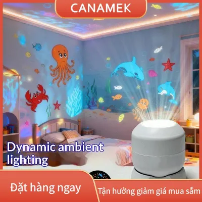 CANAMEK XIMEN Led đại dương chiếu ánh sáng 360 độ xoay năng động đêm đèn USB powered cho phòng ngủ trẻ em ngủ trang trí