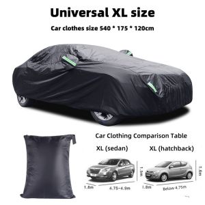 Car clothes car covers all black coated with silver cloth car clothes rainproof and sunscreen belt car cover polyester reflective strip car clothes