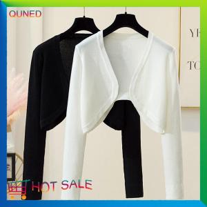 QUNED Phụ nữ nhún vai rắn thanh lịch thoáng khí giải trí cardigans phong cách Hàn quốc tất cả các trận đấu khăn choàng Tops