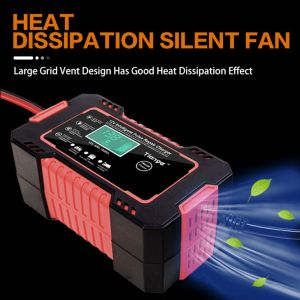 【Free Shipping+Local Ship】2023 Grows New Red Full Automatic Car Battery Charger 12V 24V Japan Digital LCD Display Output Current Full Automatic Repair Type High Power Start and Stop  Battery Chargers & Portable Power