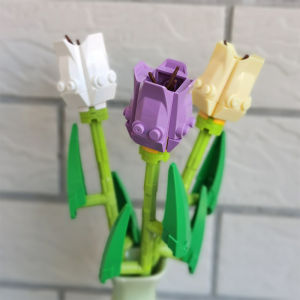 Rose Flower Building Blocks Tulip Bouquet Girls Ladies Birthday Gifts DIY Sunflower Toys