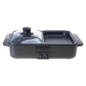 2 in 1 Electric Hot Pot and Barbecue Grill Double Heat Zones Nonstick Quick Heating Cooker for Family Meals Kitchen Tool