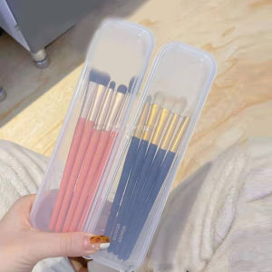 Christmas gift 【AYLMER】 Makeup Brush Organizer Transparent With Cover Eyebrow Pencil Boxes Portable Women Cosmetic Storage Organizer Makeup Tools