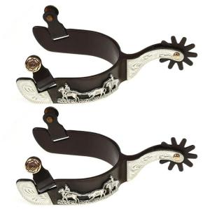 Horse Boot Spur Hand Carved Decoration with Gear Western Cowboy Horse Spur Mild Steel Horse Boot Spur Enduring