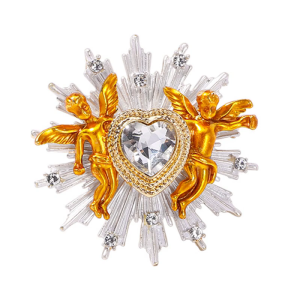 Elegant Cupid Heart Brooch Pin Trendy Angel Heart Brooch Pin Accessory for Women Men Casual and Formal Attire