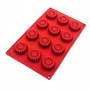 Khuôn bánh silicone bánh tròn 3D tròn 12 lỗ bánh răng chống dính cấp thực phẩm bánh pudding sô-cô-la kẹo thủ công nến xà phòng thủ công khuôn nướng đá2026