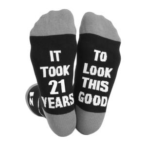 Adults Comfortable Cotton Crew Socks With Jacquard Age Numbers Funny Hosiery For Daily Wear Birthday Parties Gift Ideas
