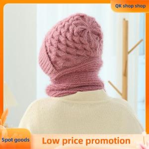 ✨QK shop✨ Fashion Winter Women Novelty Hat And Scarf In One Piece Knited Caps Warm Casual Hat Scarf Set Women Caps Warmer Cycling Hat