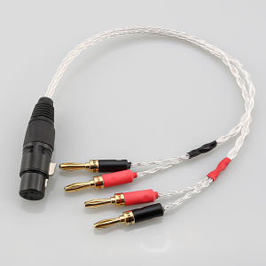 HiFi OCC Silver Plated XLR Female 4pin to Deluxe 4mm Banana Plug Audio Cable Speaker Amplifier