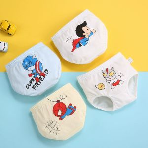KUCHAR 4PCS 100% Cotton Triangle Underwear for Boys Cartoon Spiderman Captain America Printed Children Panties