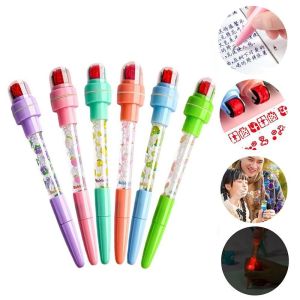 538TD With Light Bubbler Pen With Stamp Fidget 5 In 1 Seal Roller Stamp Pen Novetly Writing Signing Bubble Blowing Pen Childrens