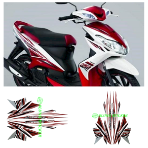 STIKER STRIPING LIS LES BODY MOTOR YAMAHA XEON 125  TAHUN 2012 FACELIFT PUTIH-MERAH 1SET STANDAR