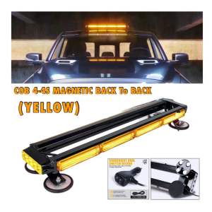 CPA (6777) 12-24V COB 4 YELLOW BACK TO BACK ROOF MOUNTED STROBE LIGHTS W/ MAGNETIC BASE (YELLOW)
