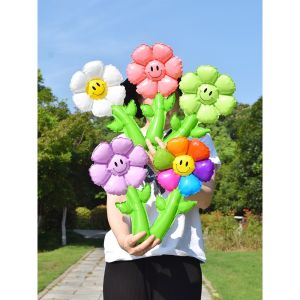 JMT-Balon bunga matahari Balon Foil Pentungan Bunga balon balon ulang tahun dekorasi ulang tahun / Balon tangan genggam balon matahri