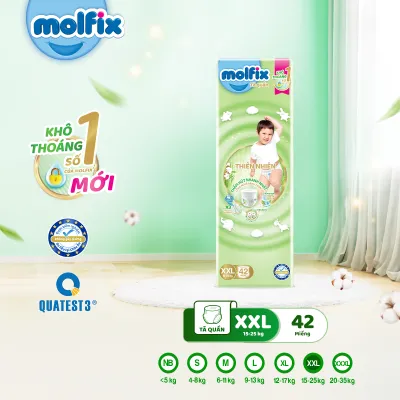 [QUÀ TẶNG GIỚI HẠN – ĐƠN 299K/799K] Tã Quần Thiên Nhiên Molfix Natural Super Jumbo M56/L52/XL46/XXL42/XXXL28