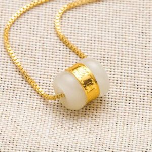 999 Gold Wada Jade Wrap 6 Words Mantra Lucky Pendant with Chain Necklace