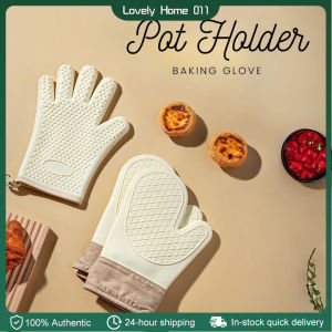 【2 Holes】2pcs Silicone Heat-resistant Gloves Baking Oven Gloves Non Slip Cooking Pot Holder