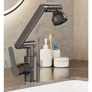 Bộ Vòi Rửa Mặt Vòi Rửa Tay Lavabo Đầu Xoay 720 Độ Thông Minh Vòi Nước Nóng Lạnh 2 Chế Độ Xả