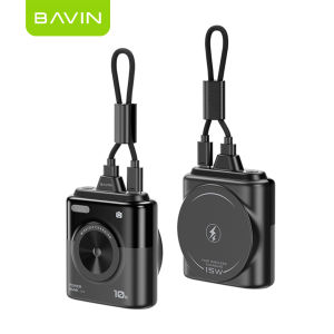 BAVIN PC1186 10000mAh Mini Portable Magnetic Wireless 15W Powerbank Fast Charging w/ Detachable Dual Type-C Data Cable