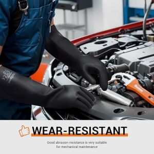 Heavy Duty Long Rubber Gloves / Acid Alkali Resistant Protective Gloves / for Chemical Industry Cars / Anti-slip Garden Gloves