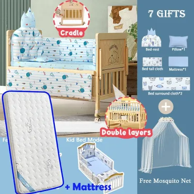 Baby Crib Baby Cot Solid Wood Crib Multifunction Cradle Bed Crib For Baby With Mosquito Mattress
