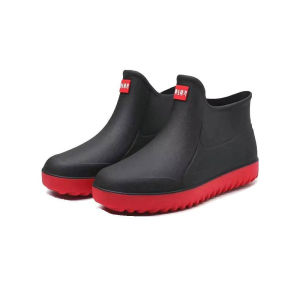 Mens Rain Boots Mid-Tube High Quality PVC Rain Shoes Waterproof Anti-Slip Wear-Resistant Bota
