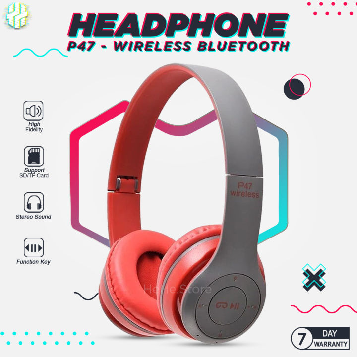 BTS -  3.3 HOT DEALS HARGA PROMO !! Headset Bluetooth X-One P47 4.1+EDR Headphone Wireless Extra Bass Stereo High Quality Earphone Gaming Buat HP Handphone Full Bass Hengset hanset Blutut Blutooth Bando Tanpa Kabel aerphone DJ Mic mike mik Speake
