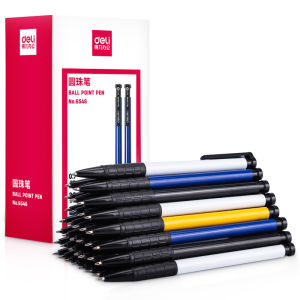 Deli Rectractable Pen / Pulpen Cetek 0.7 mm Isi 36 pcs Hitam/Biru/Merah 6546