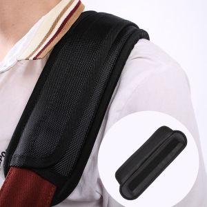 HOUCHU Universal Guitar Strap Pad Detachable Black Guitar Bass Straps Removable Elastic Band Shoulder Pad Travel