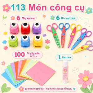 BT Cha Mẹ Con Tương Tác Diy Thủ Công Bộ Vật Liệu An Toàn Không Làm Đau Tay Máy Ép Hoa Cắt Ren Giấy Màu Trẻ Em Tạo Ý Tưởng Cắt Giấy Đồ Chơi