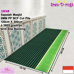 Tren-D-rugs Sajadah masjid 120 cm x 300 cm karpet sejadah motif turki turkey alas sholat mushola tebal 8mm bulu cut pile halus roll gulungan panjang shaf - NMs