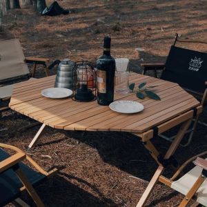 Camping Equipment Folding Table Garden Furniture Foldable Table Picnic Set Solid Wood Egg RollTable Portable Multi-Function Table