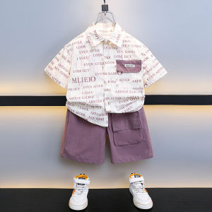 Baby Boy Clothes Set Terno For Kids Boy 0-5 Years Old Toddlers High Quality Summer Letter Print Collared Shirt Cargo Shorts Cotton 1 Set Trendy