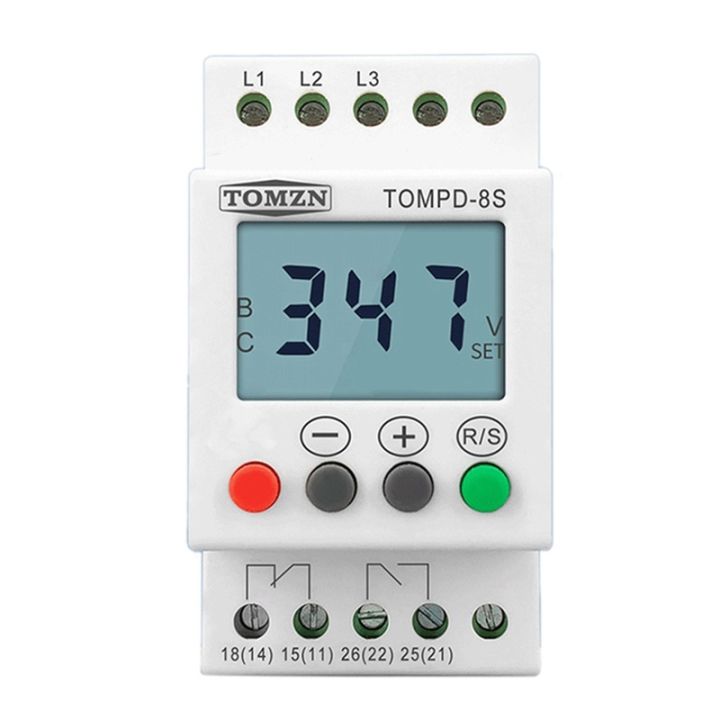 3 Phase Din Rail Adjustable Under Over Voltage Protector Voltage ...