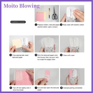 Moito 15x11cm DIY Anti-Slip Wireless Gaming Universal Style Mouse Sticker Sweat-Proof Mouse Grip Tape Wear-Resistant PC Desktop Laptop