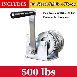 High Capacity Manual Winch Hand Cranked Hoist 800-1200 LBS Wire Rope Tensioner Easy to Operate