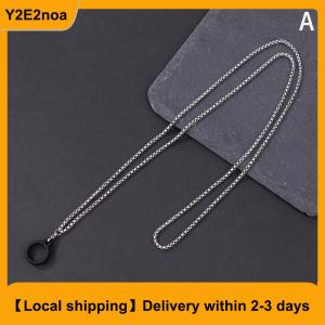 【Local shipping】 Anti-Lost Pen Lanyard Anti-drop Portable Metal Chain Necklace Lanyard Metal Lanyard Sling Snake Bone Chain With Rubble Ring