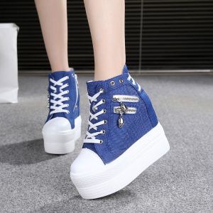 รองเท้าผ้าใบส้นสูงสำหรับผู้หญิง 12 ซม สำหรับสุภาพสตรี - Kasut Wanita