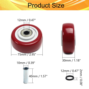 RODA TROLY ROLY ETALASE PU MERAH DOUBLE BEARING SUS 304 HEAVY DUTY UP TO 500 KG